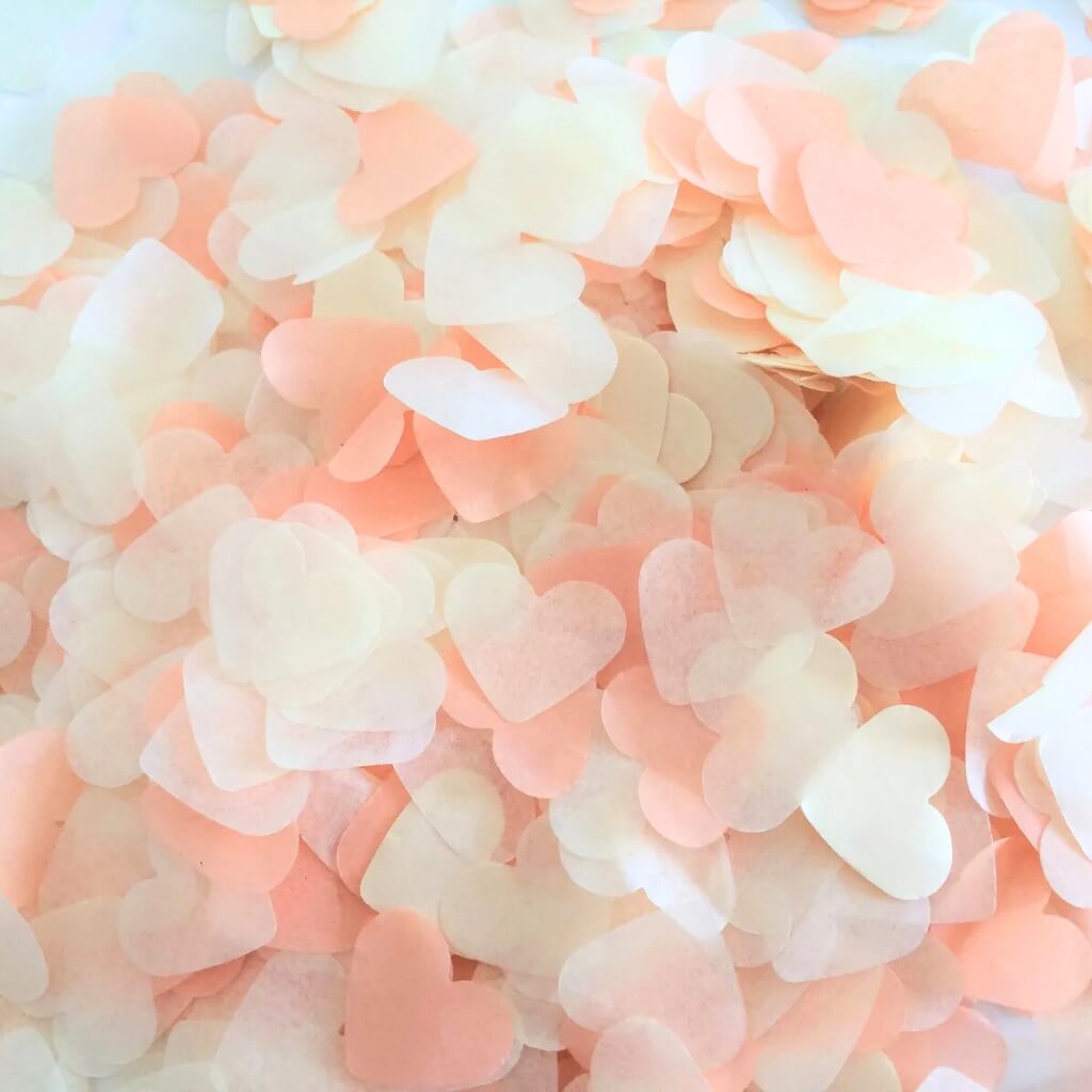 Ivory & Baby Pink Heart Tissue Paper Confetti 20g