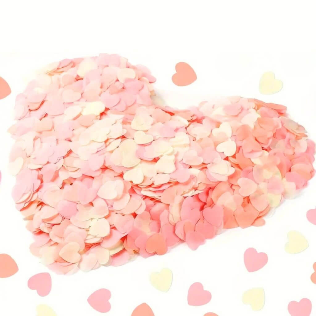 Ivory & Baby Pink Heart Tissue Paper Confetti 20g