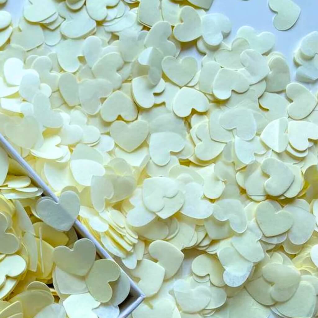 20g 1.5cm Heart Shaped Tissue Paper Confetti Table Scatters - Ivory