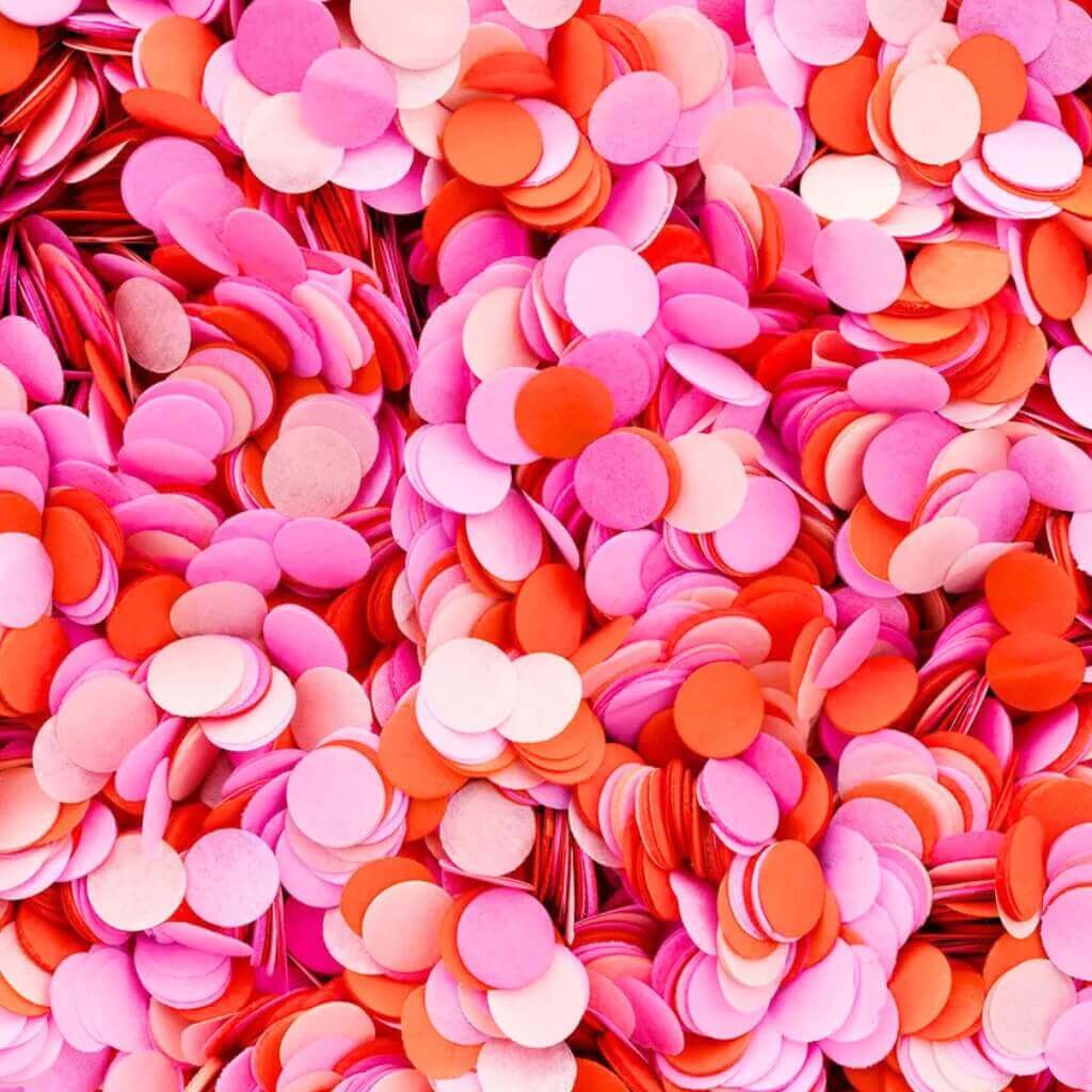 Orange Pink & White Round Paper Confetti 1.5cm 20g