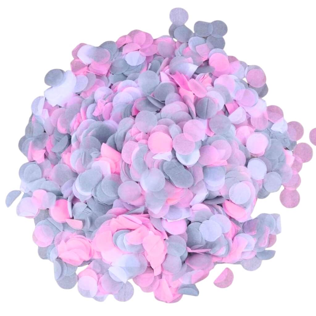  Pink and Grey Round Paper Confetti 20g