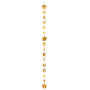 Gold Happy Birthday Balloon Tail 1.8m