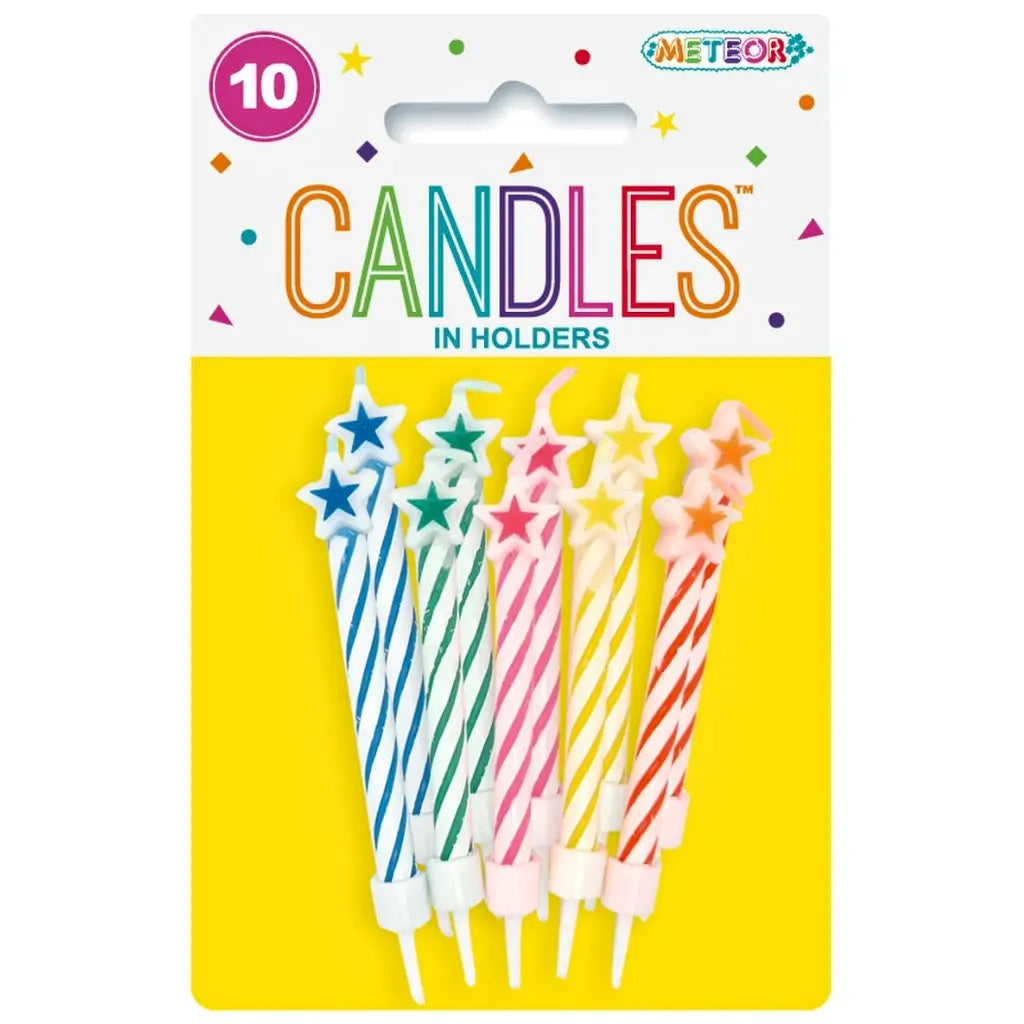 Star Shaped Birthday Candles with Holders