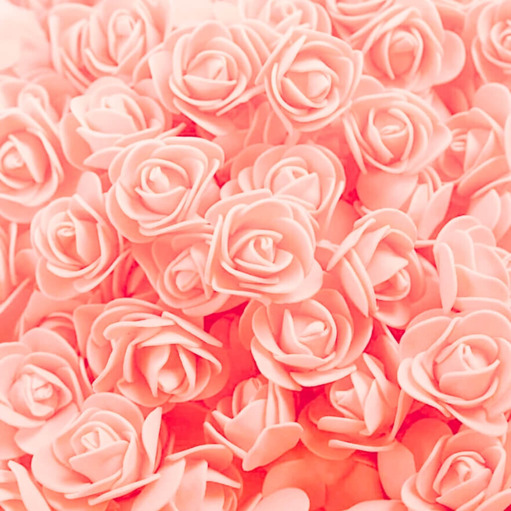 100pcs Artificial FOAM Rose Flower Heads - Peach