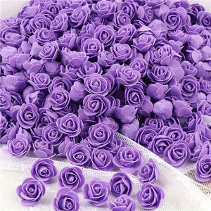 100pcs Artificial FOAM Rose Flower Heads - Purple