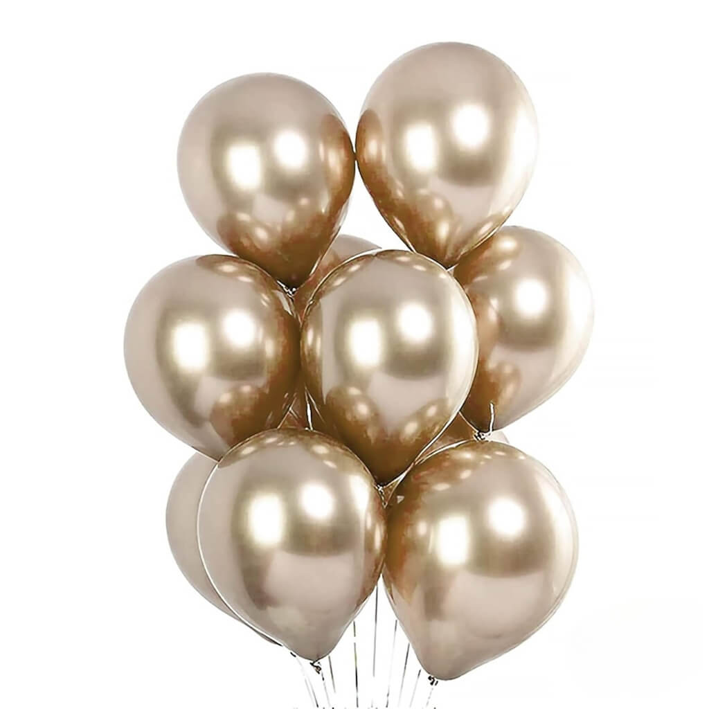 10-inch Chrome Champagne Gold Latex Balloons 10pk
