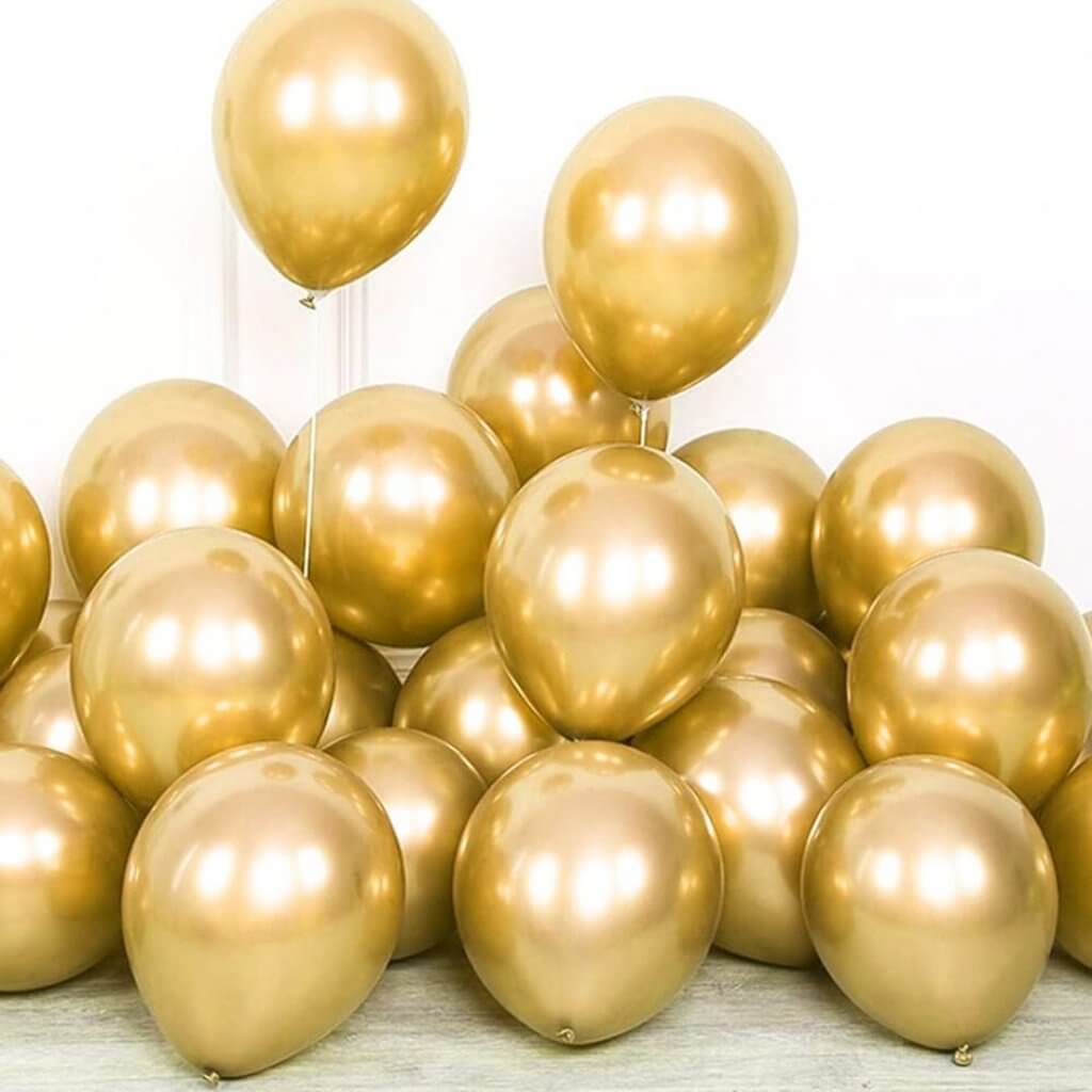 10-inch Metallic Chrome Gold Latex Balloons 10pk