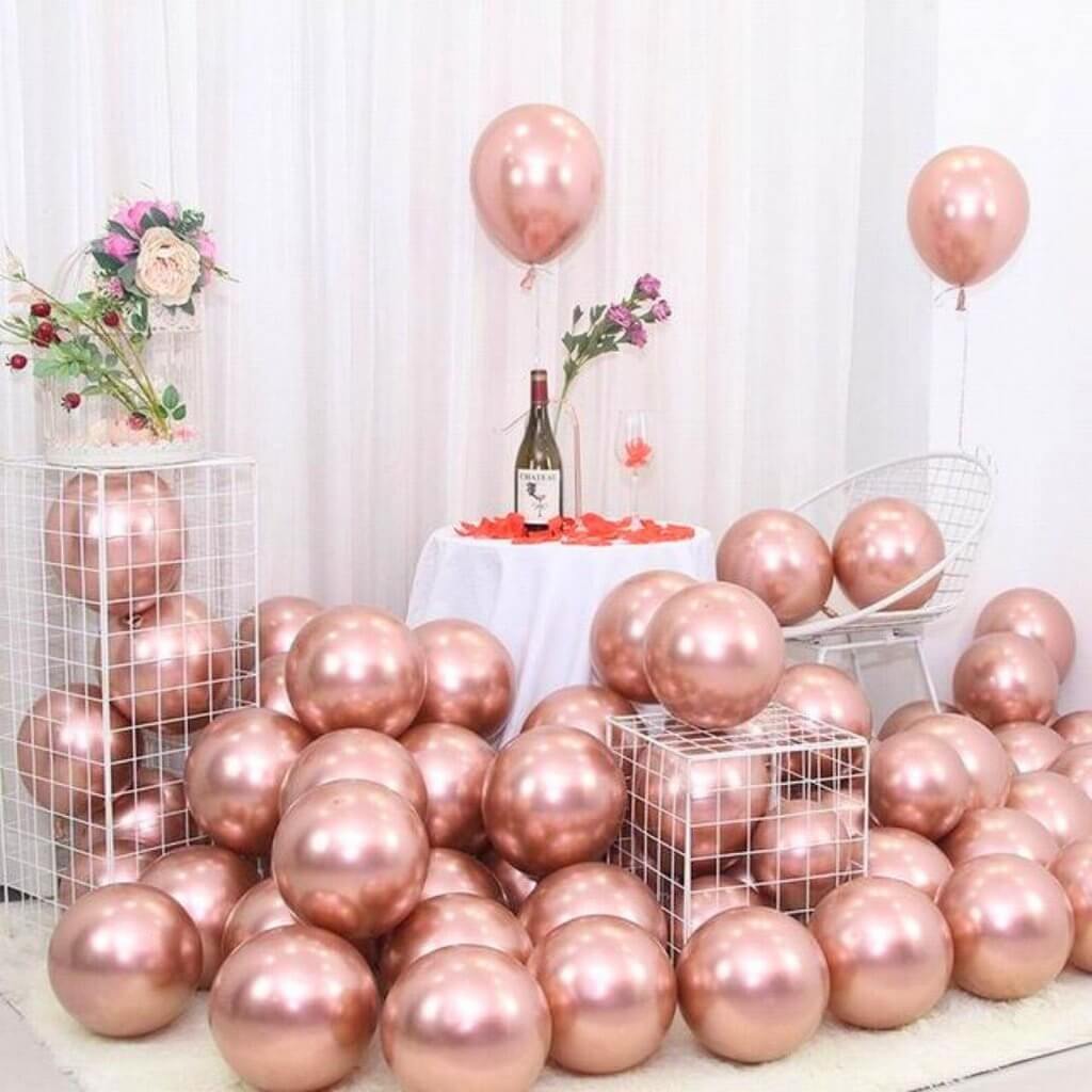 10-inch Metallic Chrome Rose Gold Latex Balloons 10pk