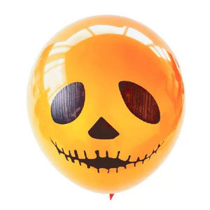 10-inch Orange Creepy Smiling Skeleton Face Latex Balloons 6pk