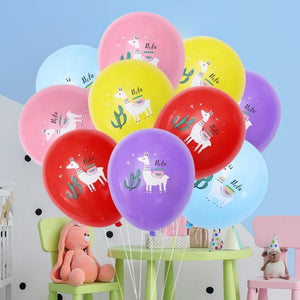 12" Holla White Llama Alpaca with Cactus Latex Balloons (Pack of 10)