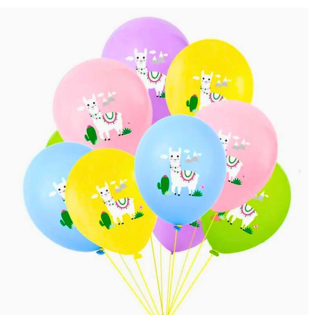 12-inch Assorted Colour Llama Latex Balloons 10pk