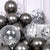 12-inch Metallic Chrome Black Confetti Latex Balloon Bouquet 10pcs