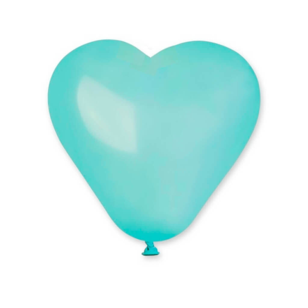 12-inch Teal Heart Latex Balloons 10pk