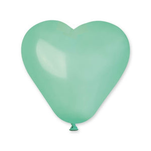 12-inch Aquamarine Green Heart Latex Balloons 10pk
