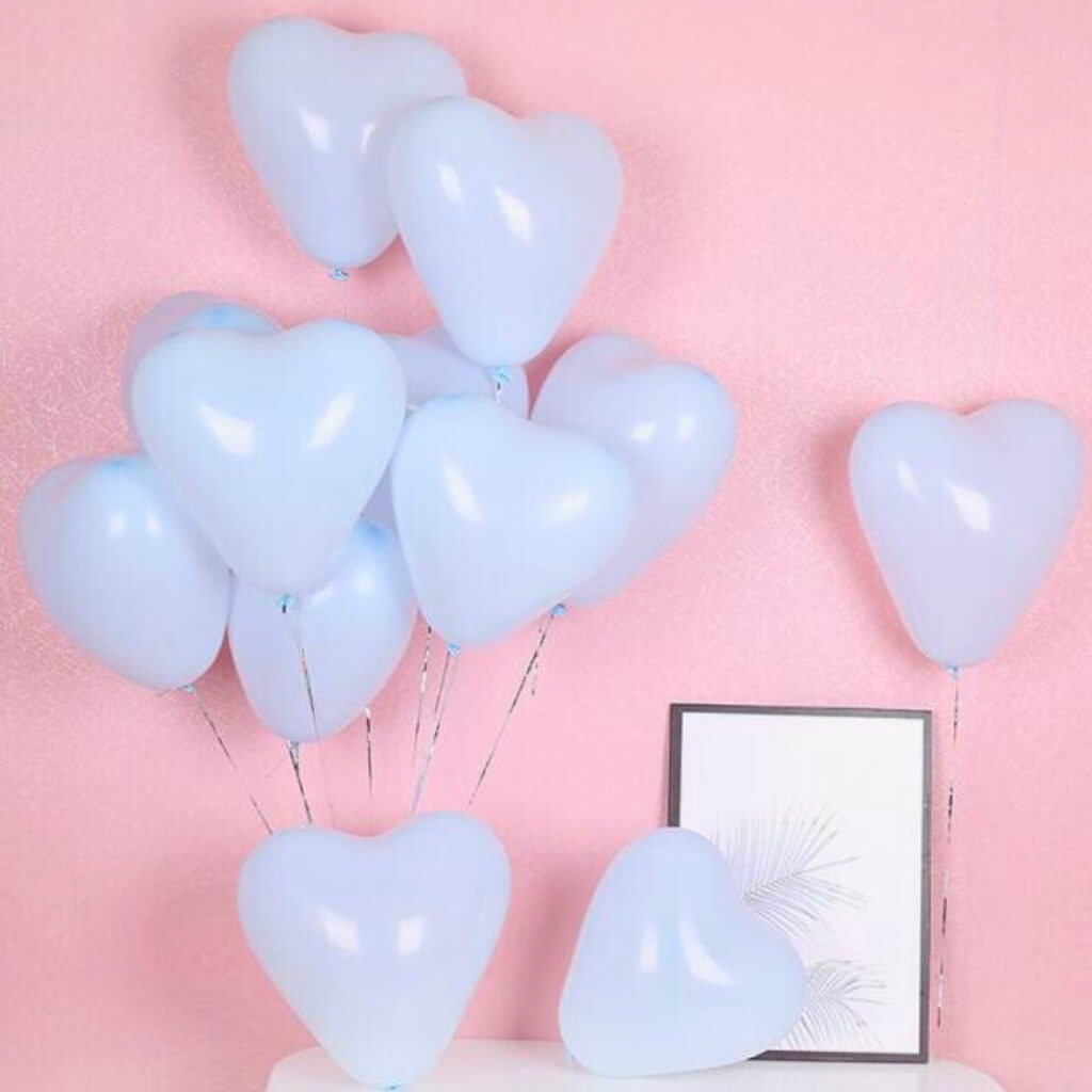 12-inch Pastel Blue Heart Latex Balloons 10pk