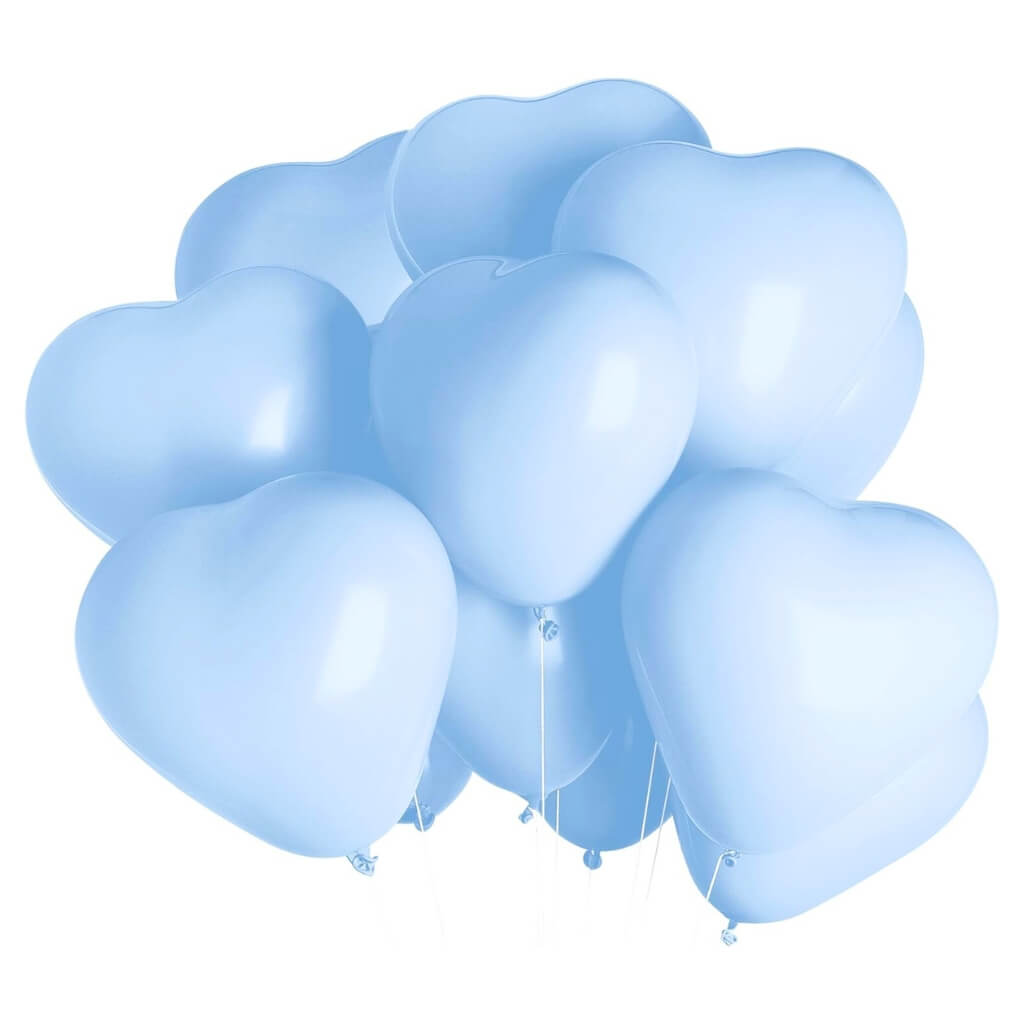 12-inch Pastel Blue Heart Latex Balloons 10pk