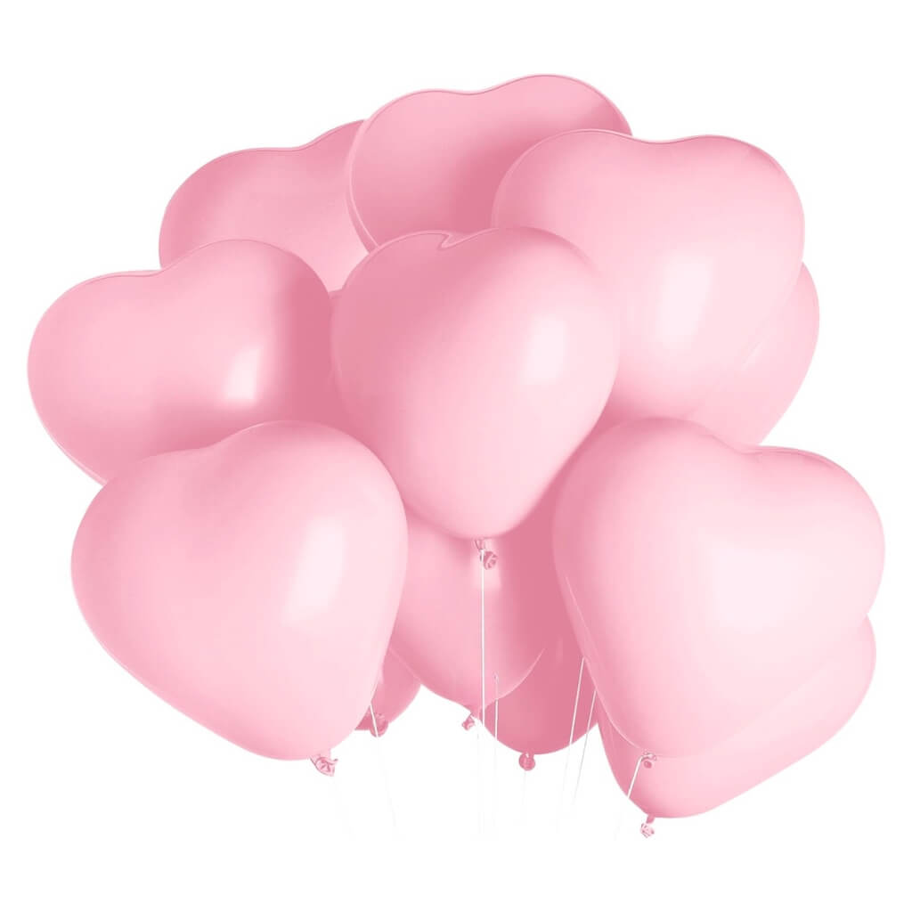 12-inch Pastel Pink Heart Latex Balloons 10pk