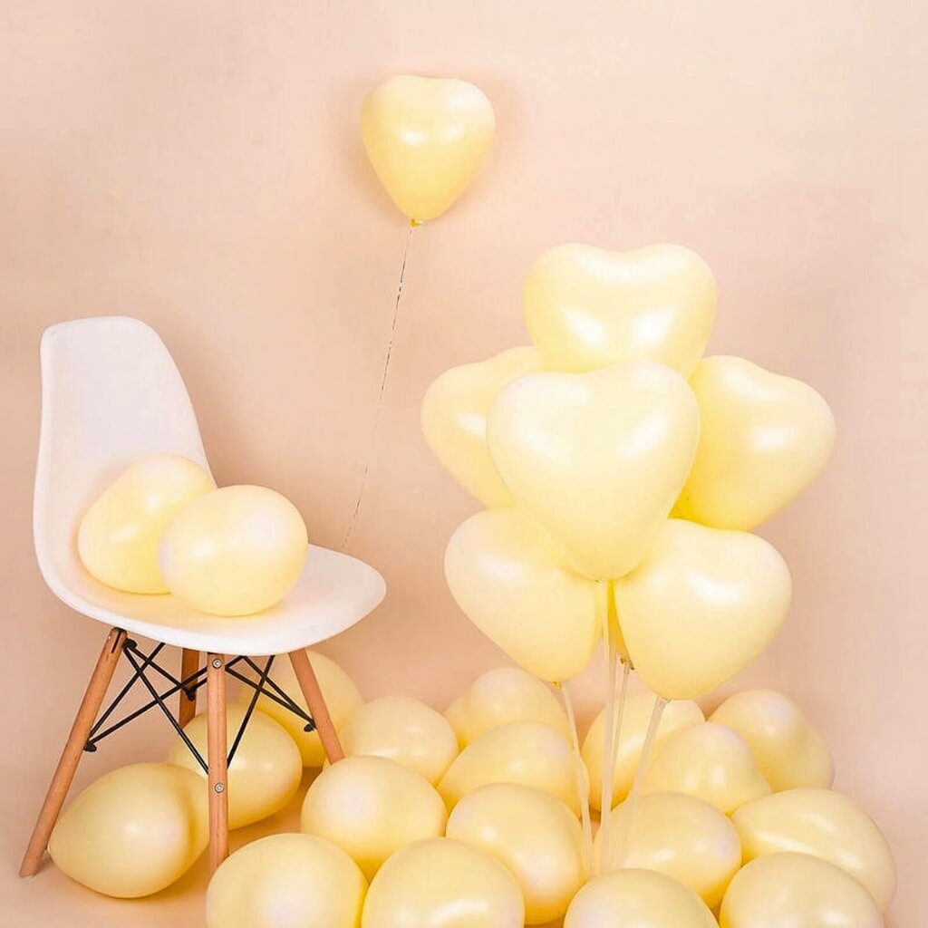 12-inch Macaron Heart Latex Balloons 10pk - Yellow