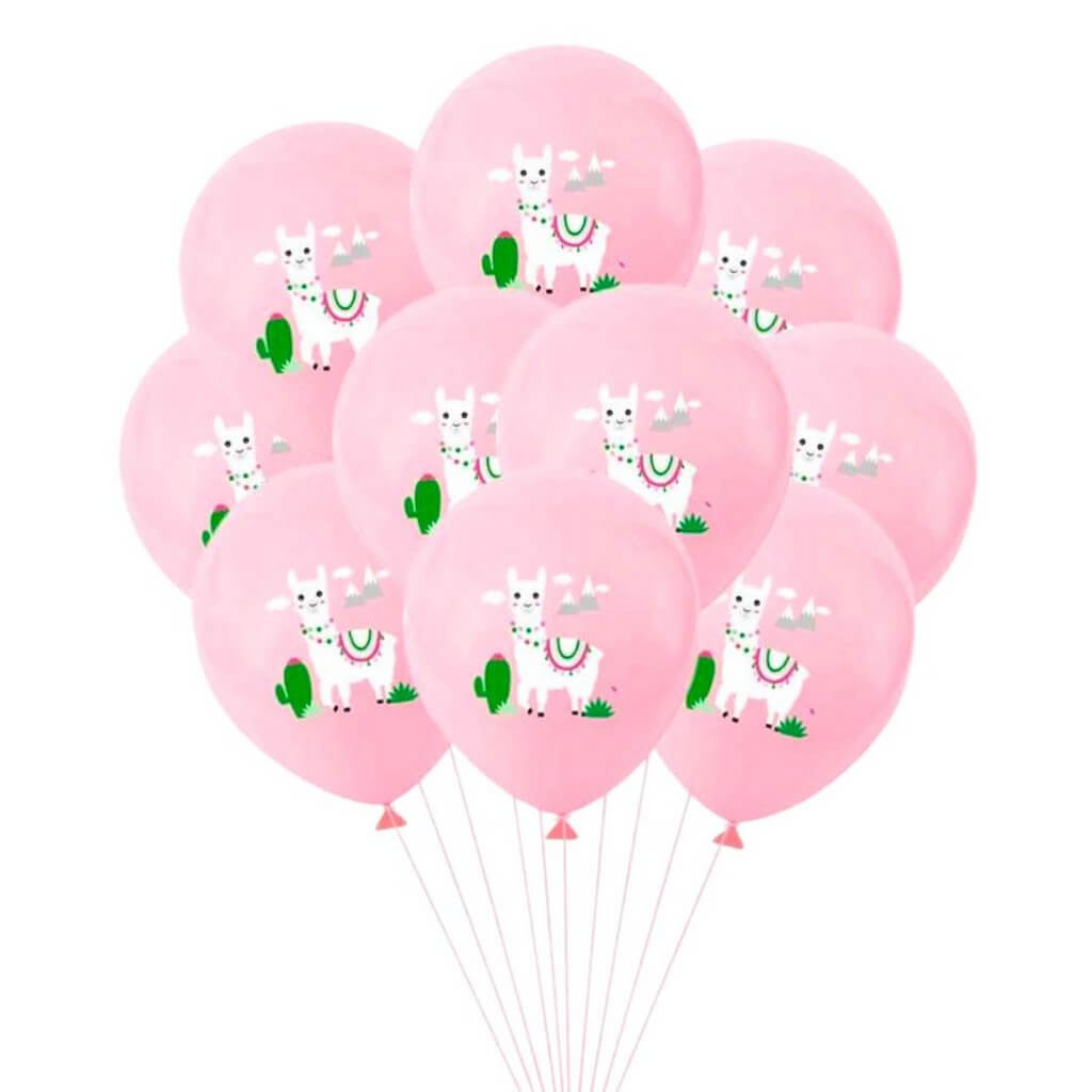 12-inch Llama Latex Balloons 10pk - Pink