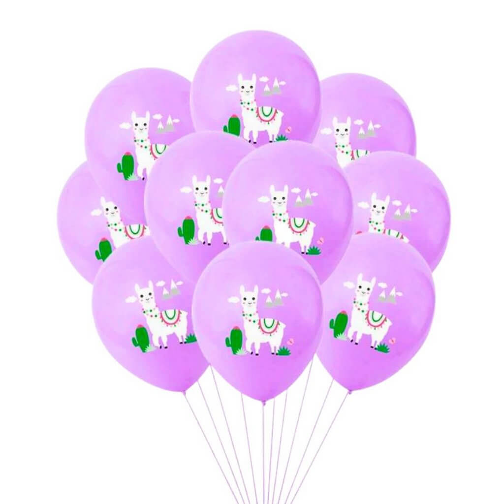 12-inch Llama Latex Balloons 10pk - Purple