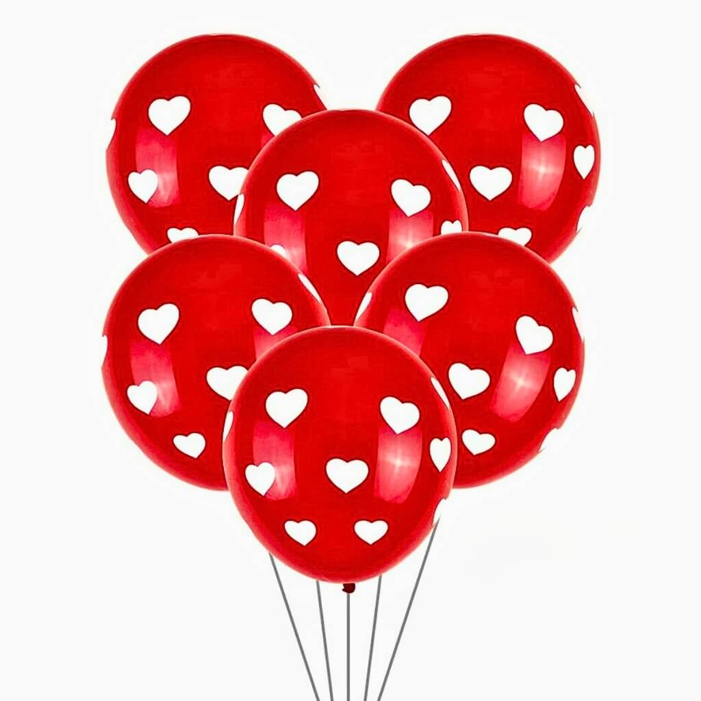 12-inch Red Heart Polka Dot Latex Balloons 10pk