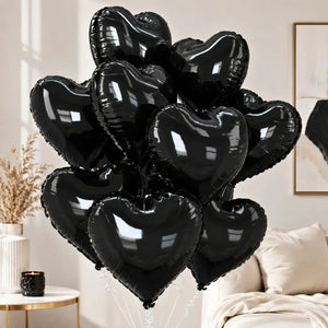 18in Black Heart Shaped Foil Party Balloon Bouquet