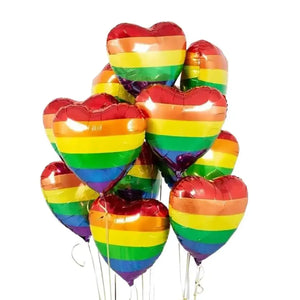 18-inch Rainbow Heart Foil Balloon Bouquet 10pk