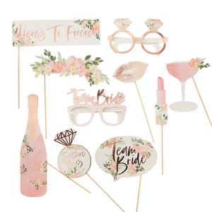 Hen Party Floral Photo Booth Props 10pk