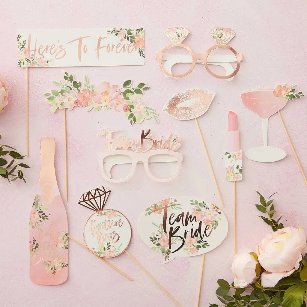 Hen Party Floral Photo Booth Props 10pk