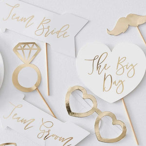 Gold Foiled Wedding Photo Booth Props 10pk