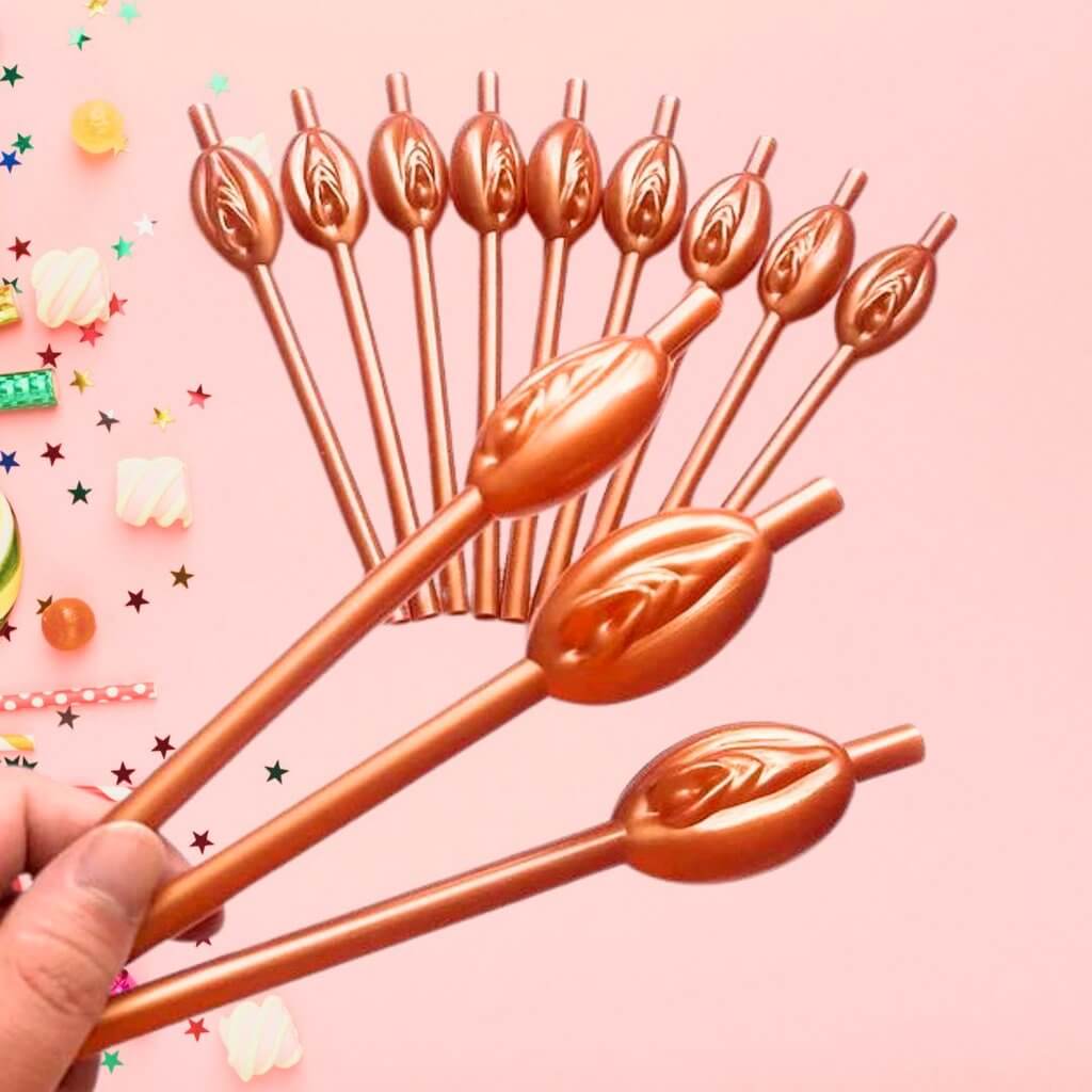 Rose Gold Pussy Straws 10pk