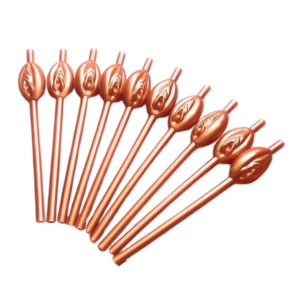 Rose Gold Pussy Straws 10pk