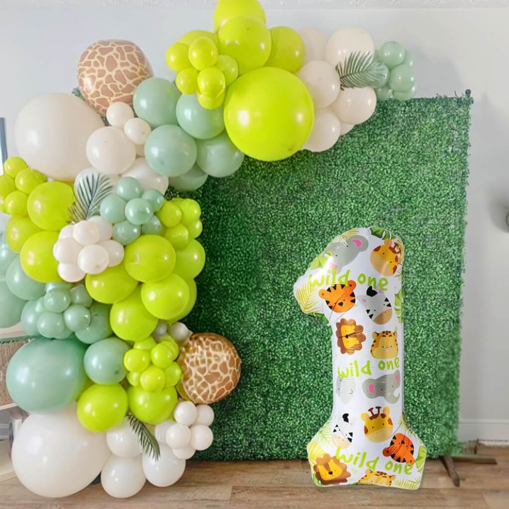 Jungle Animal 1st Birthday Balloon Garland Kit 111pk Wild One Decor