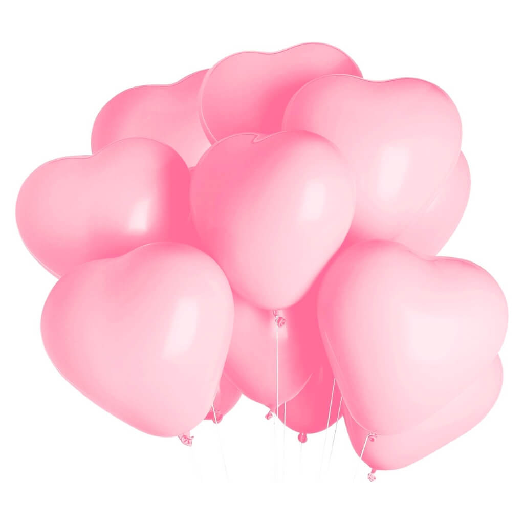 12-inch Baby Pink Heart Latex Balloons 10pk