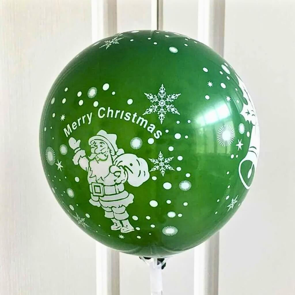 12 Inch Green Merry Christmas Santa Claus Latex Party Balloons - Christmas Party Decorations