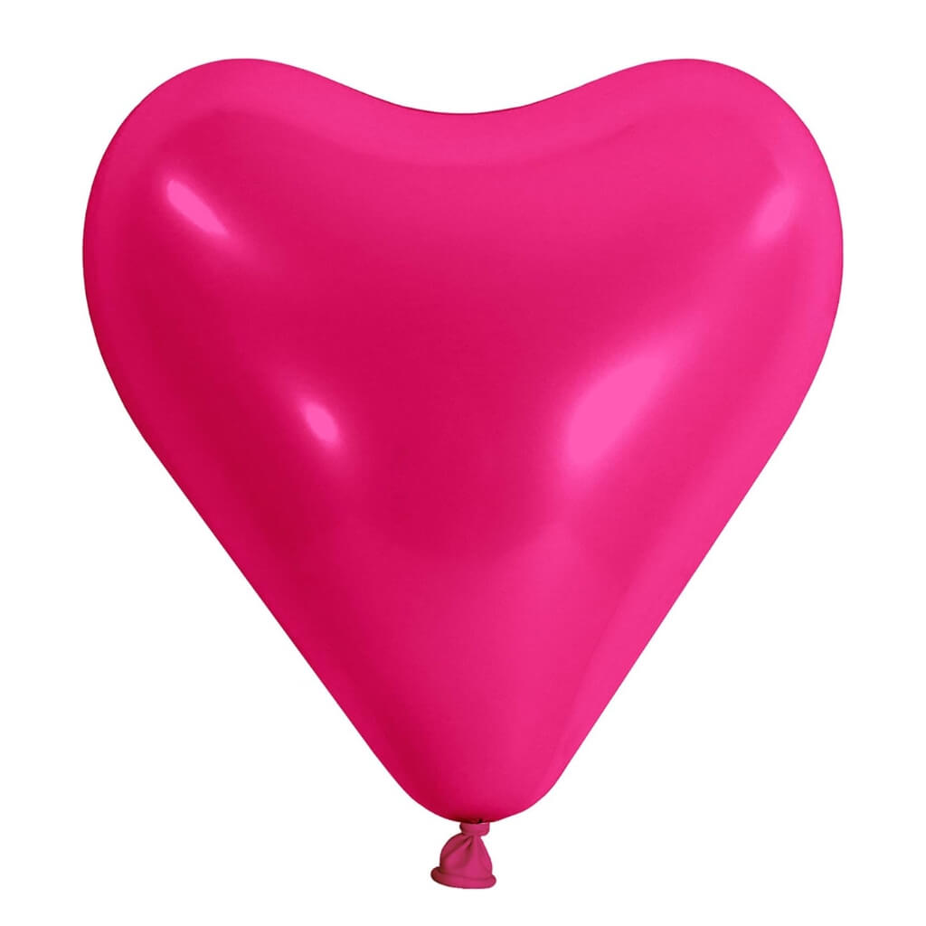 12-inch Hot Pink Heart Latex Balloons 10pk