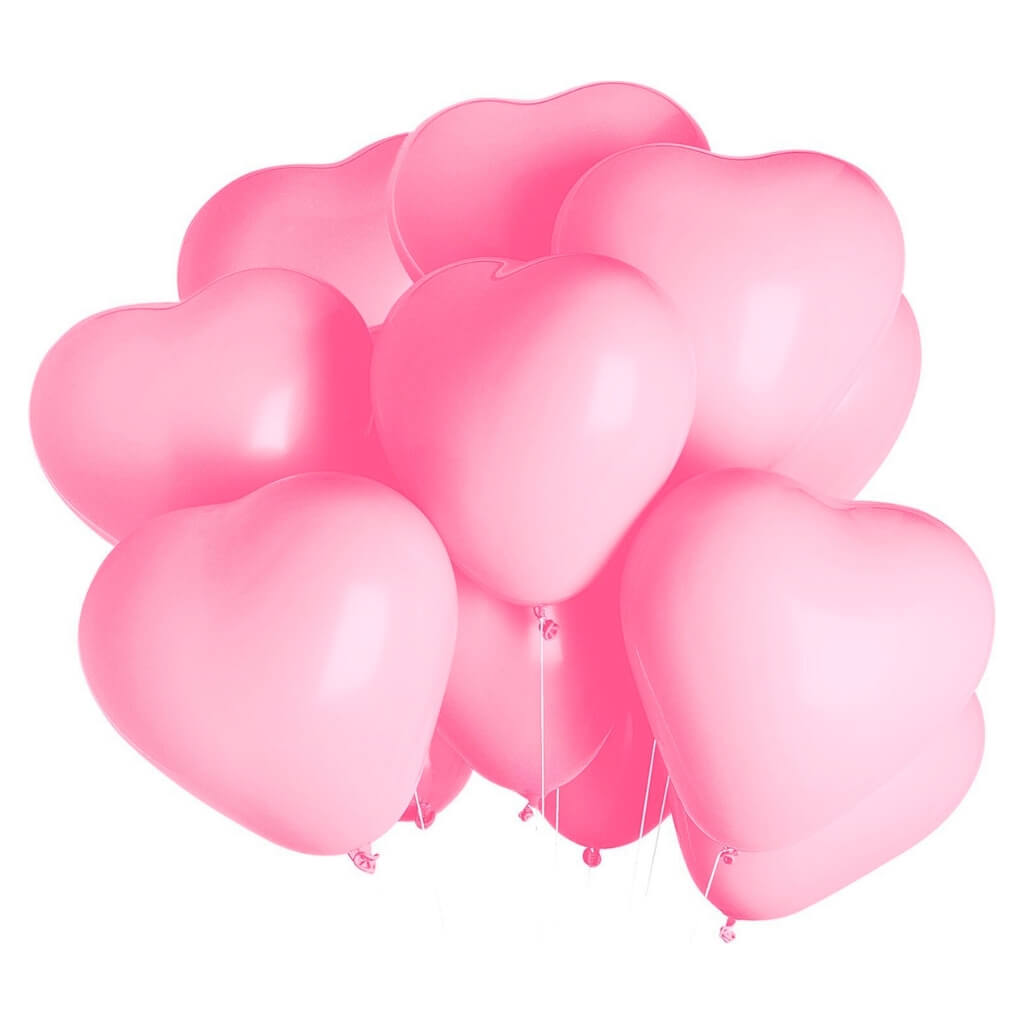 12-inch Light Pink Heart Latex Balloons 10pk