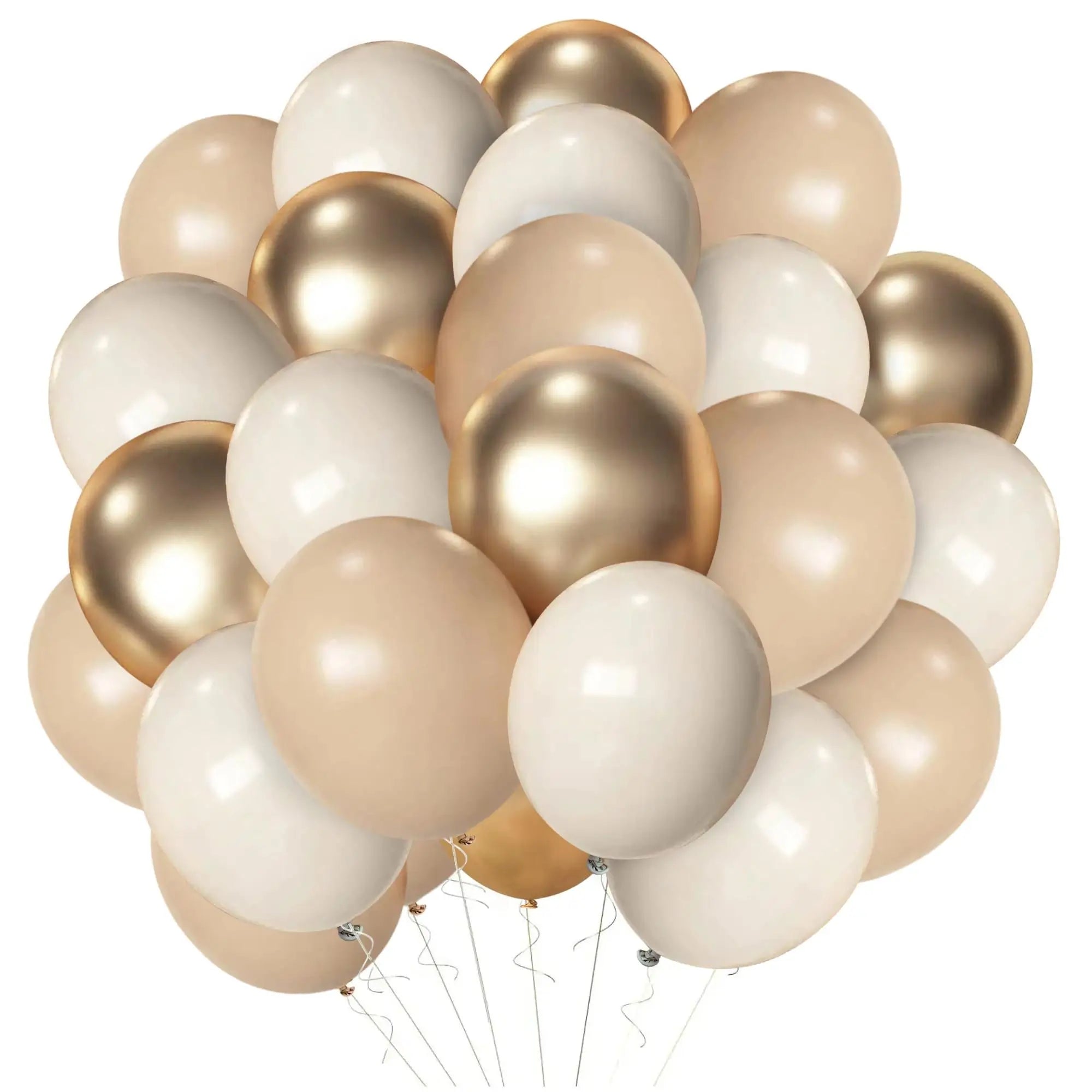 12-inch Chrome Gold Apricot White Sand Balloon Bouquet 30pk