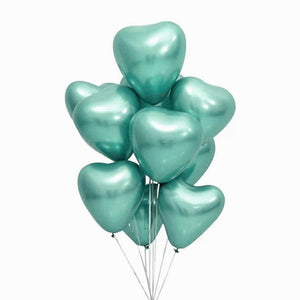 12-inch Chrome Heart Latex Balloons 10pk - Metallic Green