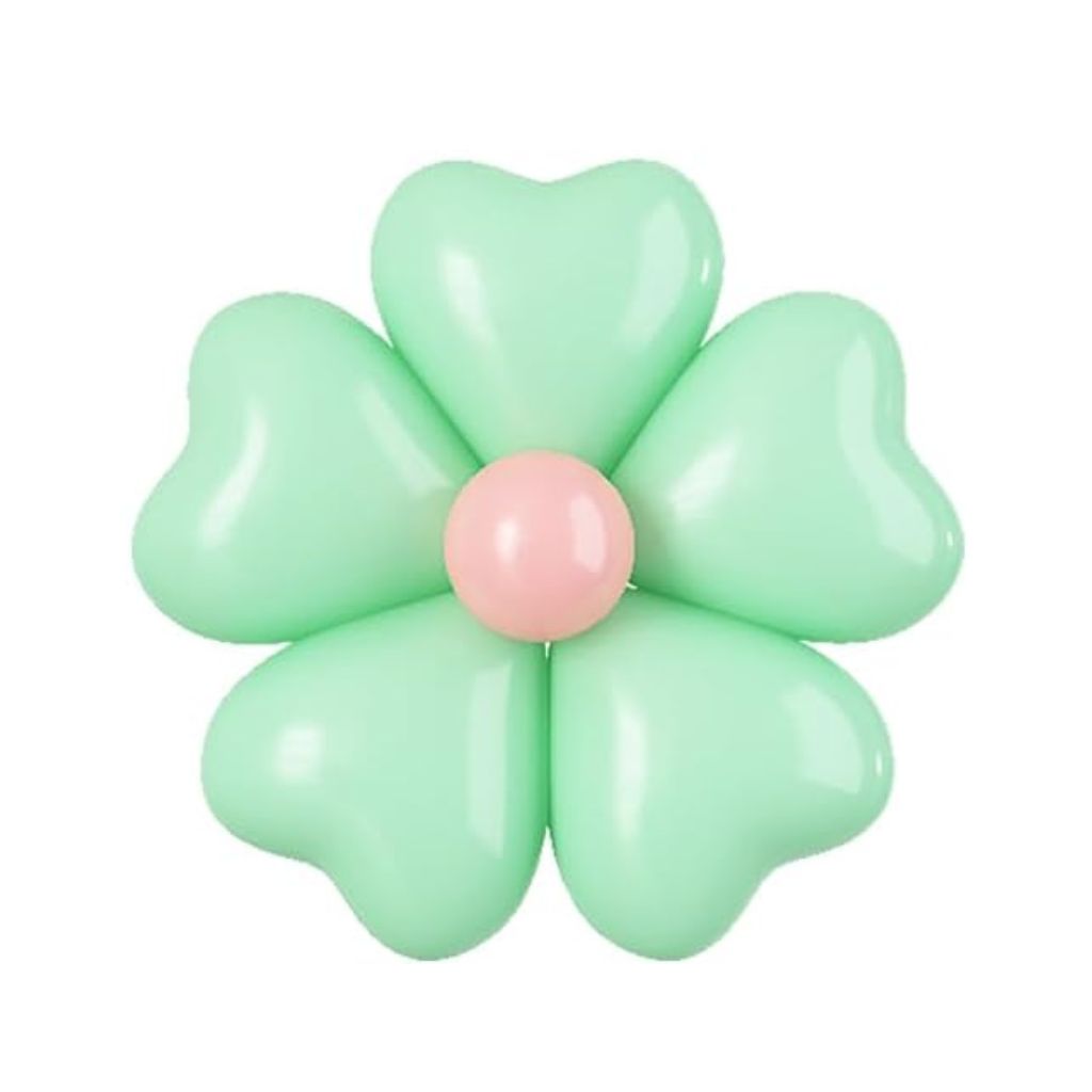 12-inch Pastel Heart Daisy Latex Balloons 5pk pastel mint green