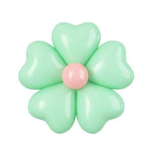 12-inch Pastel Heart Daisy Latex Balloons 5pk pastel mint green
