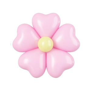 12-inch Pastel Heart Daisy Latex Balloons 5pk pastel pink