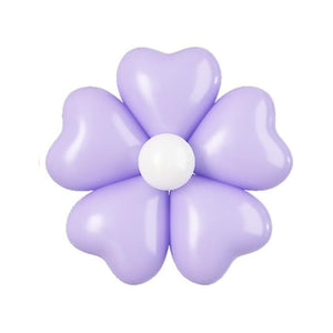 12-inch Pastel Heart Daisy Latex Balloons 5pk pastel purple