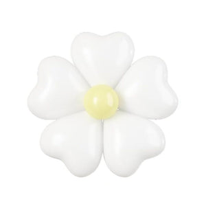 12-inch Pastel Heart Daisy Latex Balloons 5pk white yellow centre