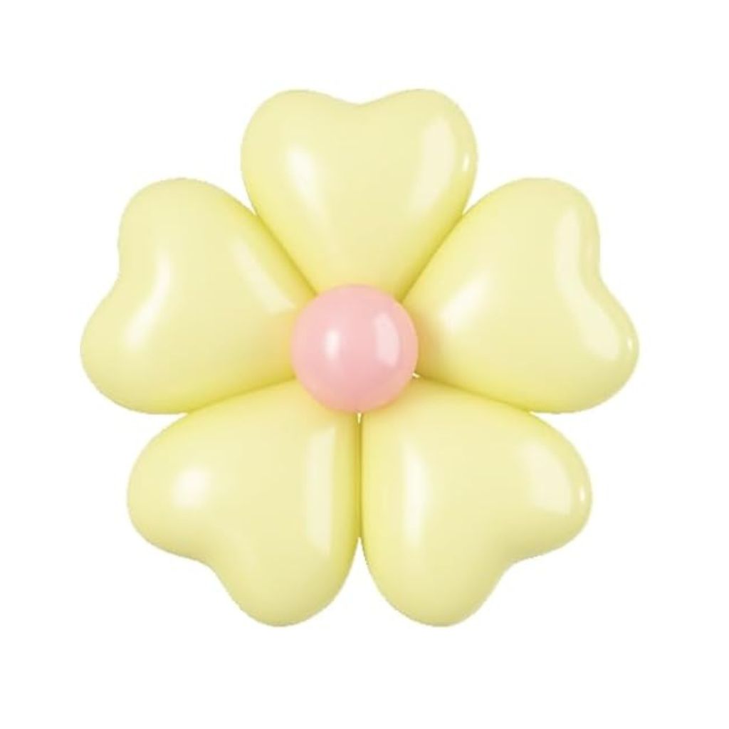 12-inch Pastel Heart Daisy Latex Balloons 5pk pastel yellow