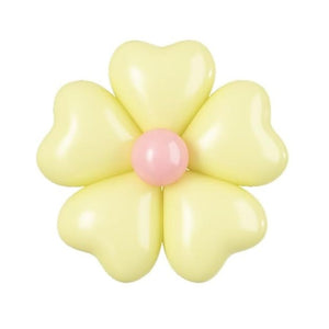 12-inch Pastel Heart Daisy Latex Balloons 5pk pastel yellow
