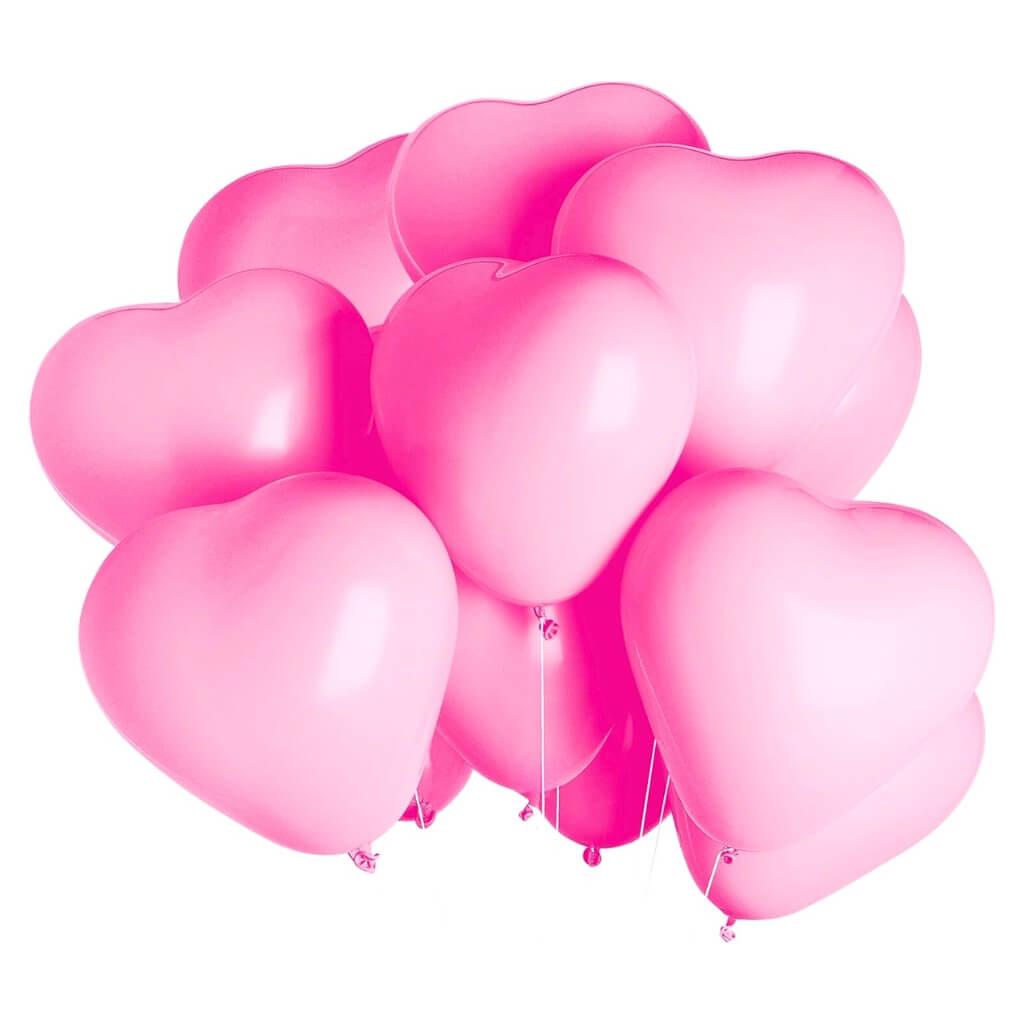 12-inch Heart Latex Balloons 10pk - Pink