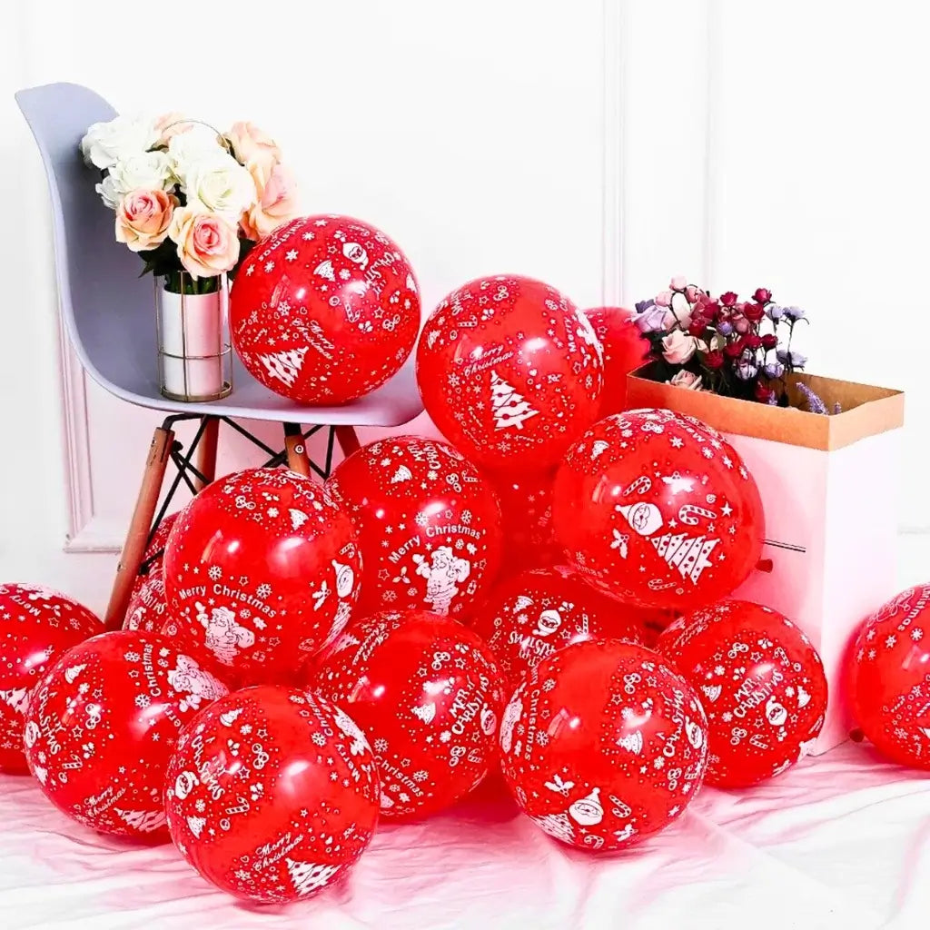 12-inch Red Merry Christmas Santa Latex Balloons 10pk
