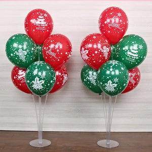 12-inch Red Green Merry Christmas Santa Latex Balloons 10pk