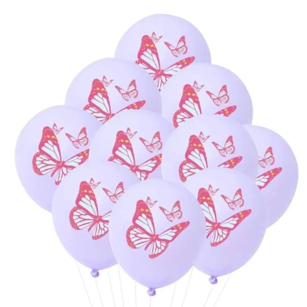 12-inch Purple Butterfly Latex Balloons 10pk